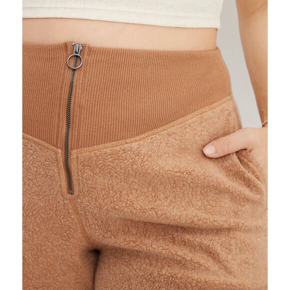 Aerie Women's Dark Tan Sherpa Fleece Corset Joggers - Size XL Extra Large - Picture 2 of 5